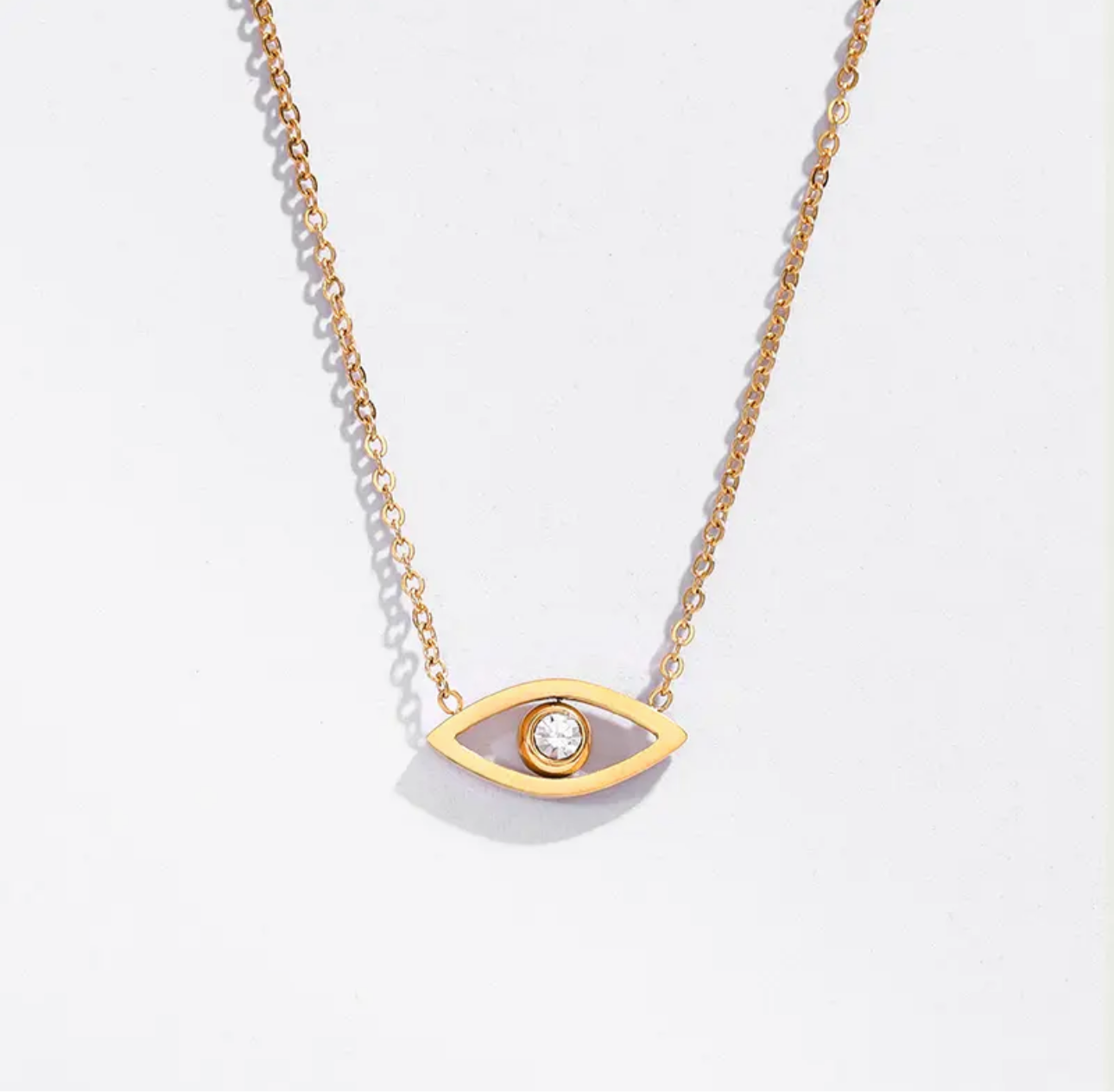 Platinum Plated Crystal Eye Necklace