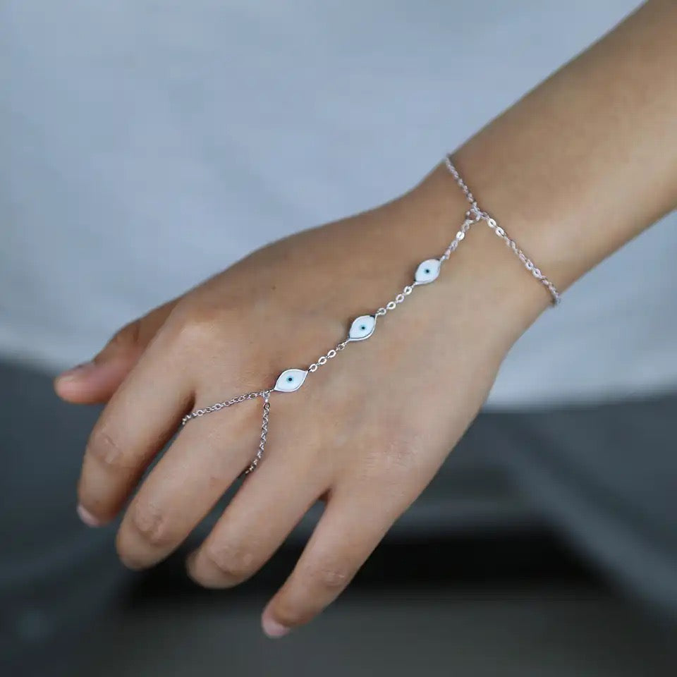 Platinum plated evil eye slave chain