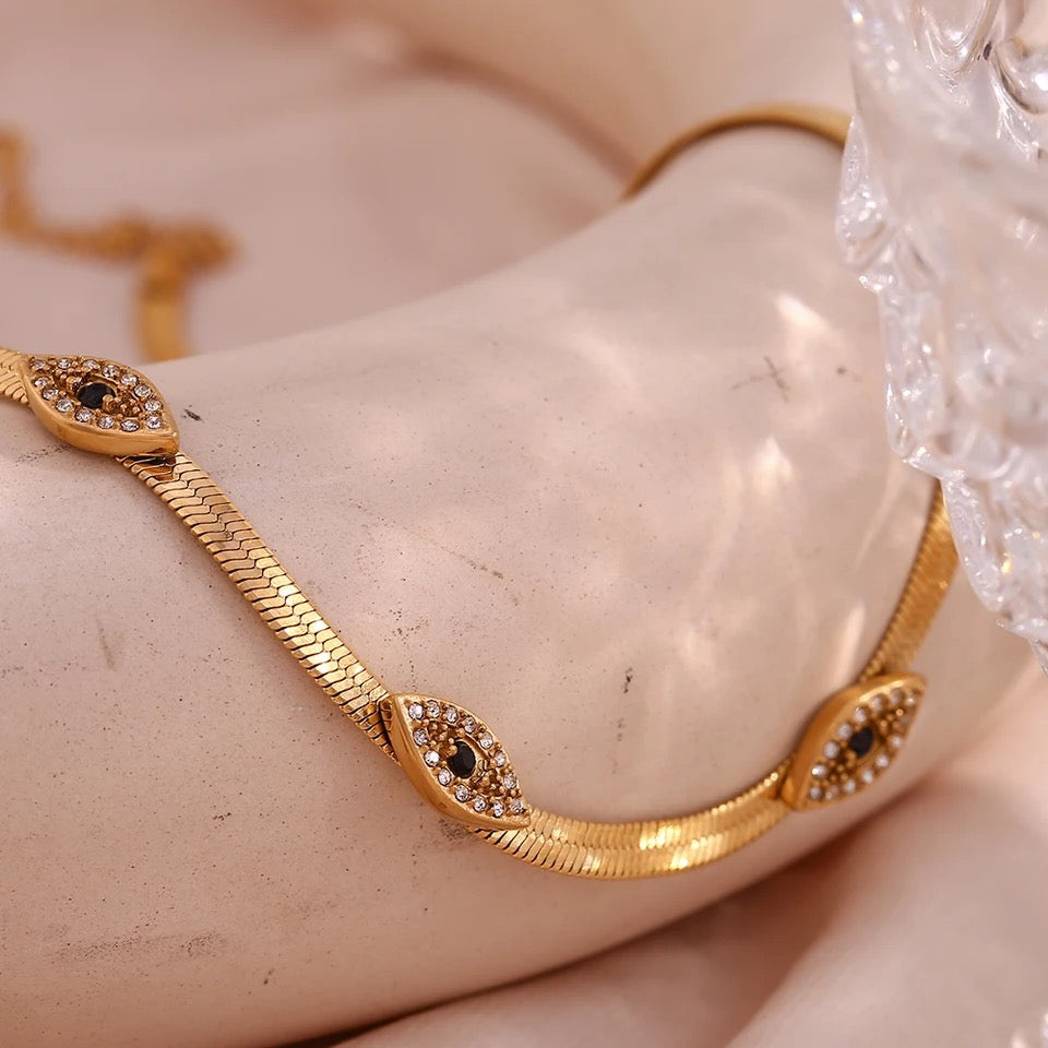 Evil Eye Herryingbone Choker