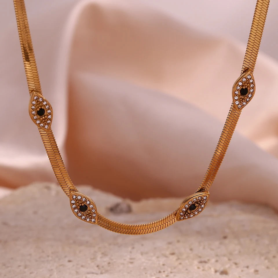 Evil Eye Herryingbone Choker