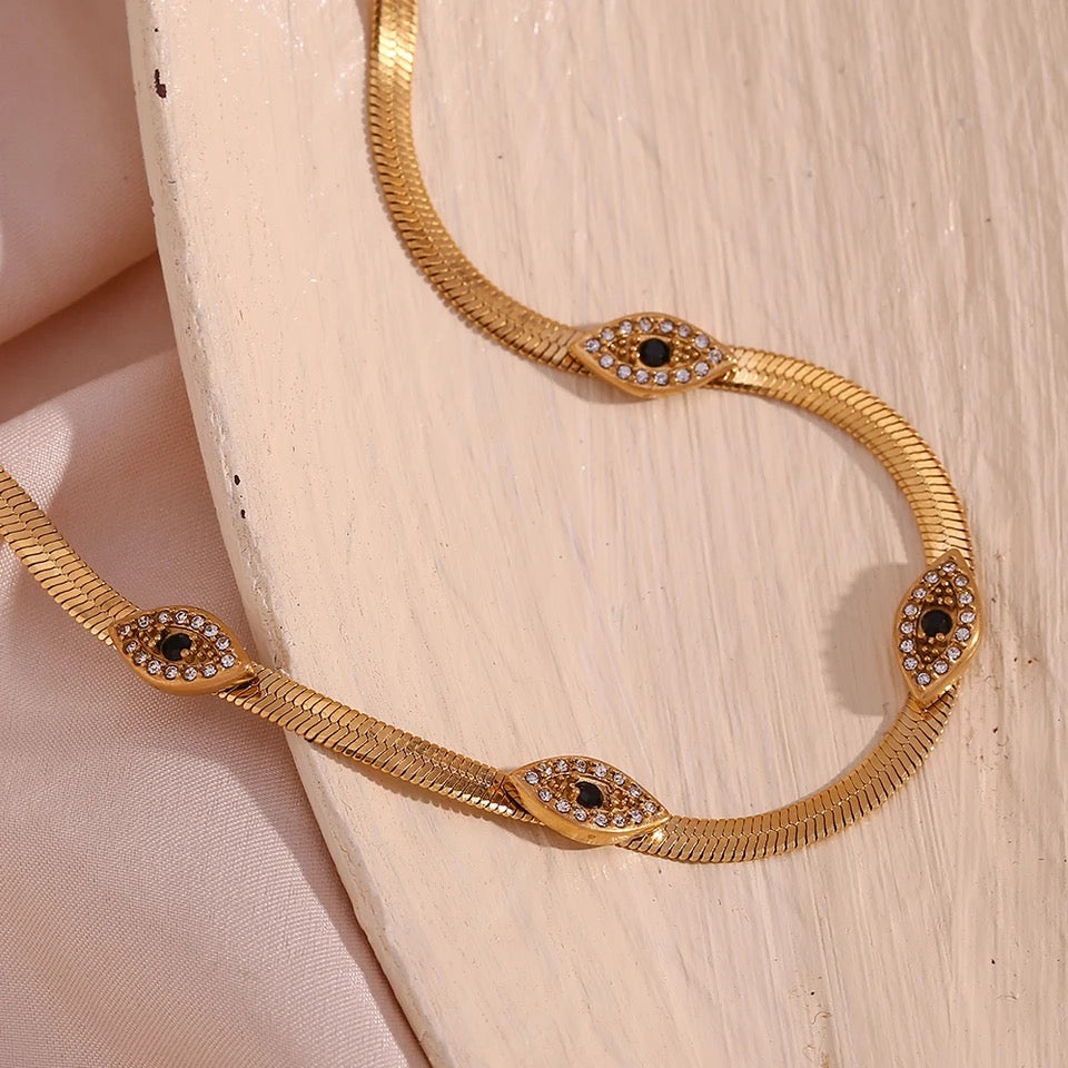 Evil Eye Herryingbone Choker