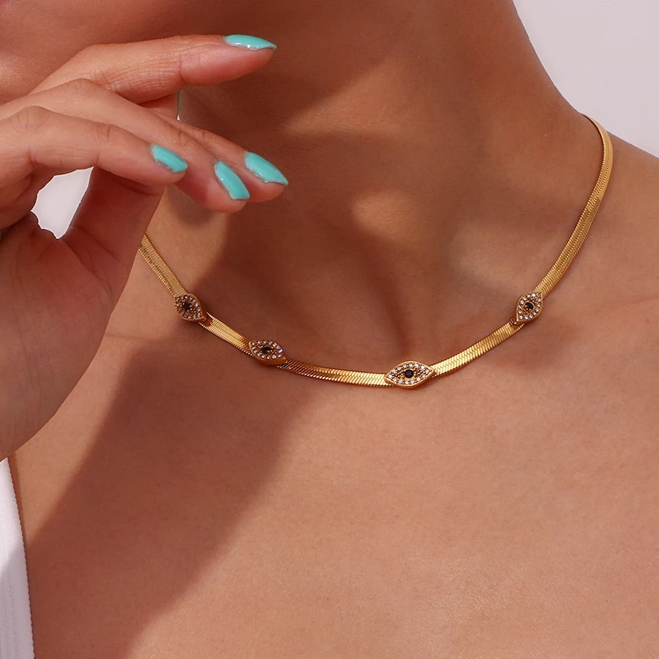 Evil Eye Herryingbone Choker