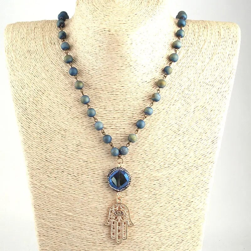 Blue Bohemian Hamsa Rosary
