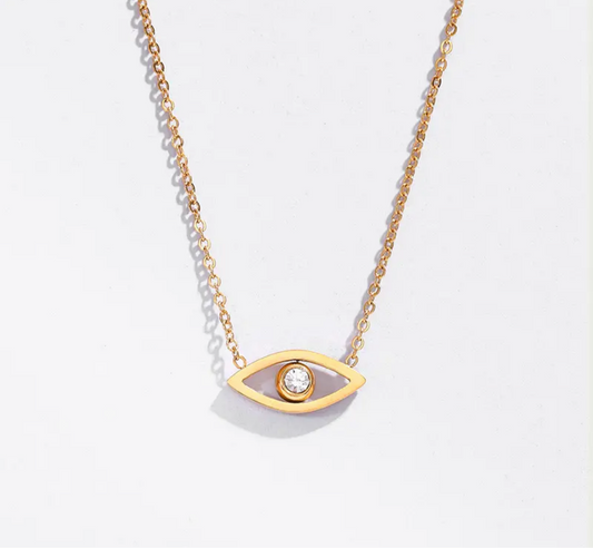 Platinum Plated Crystal Eye Necklace