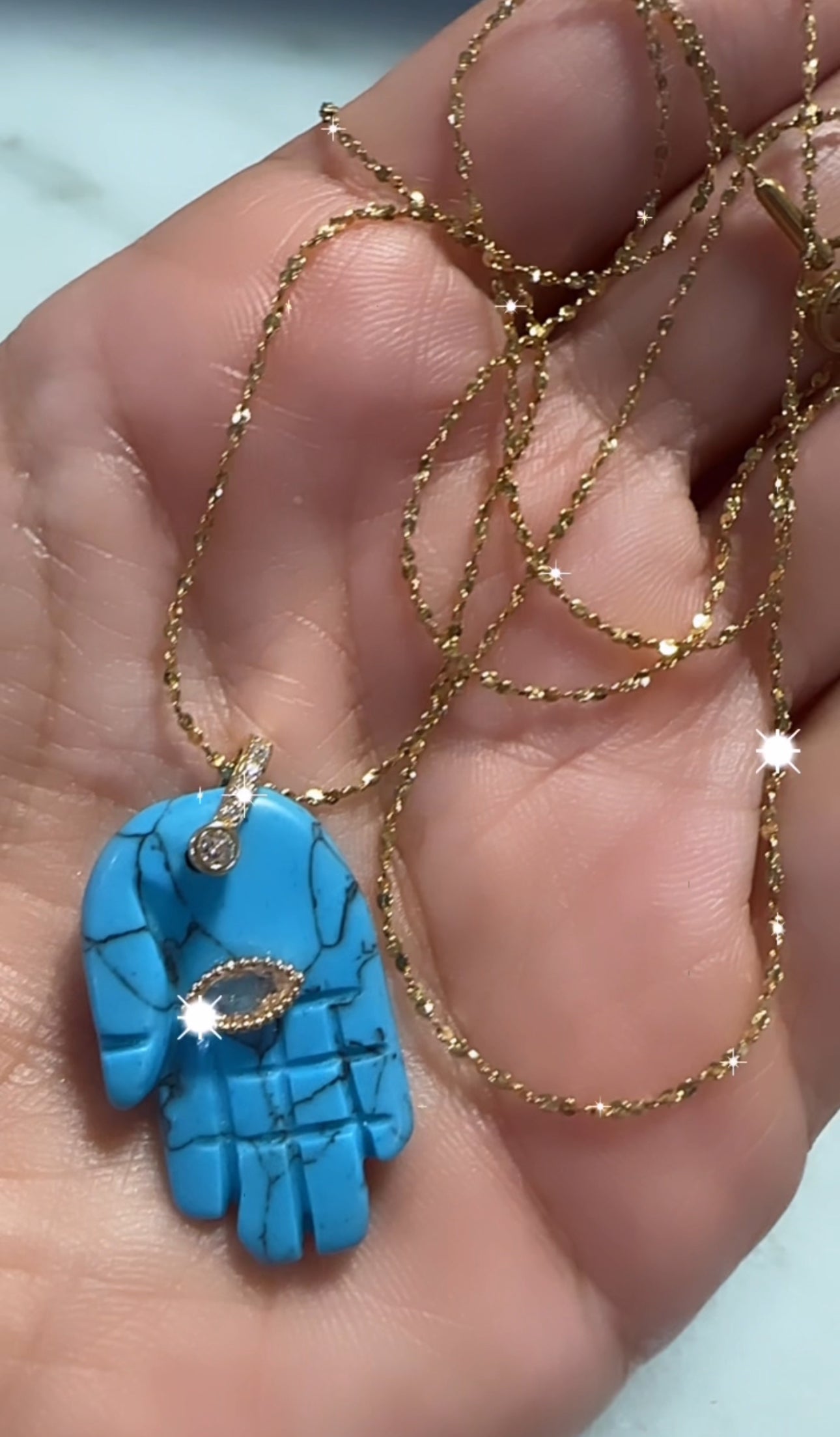 Turquoise Hamsa 🪬 Necklace